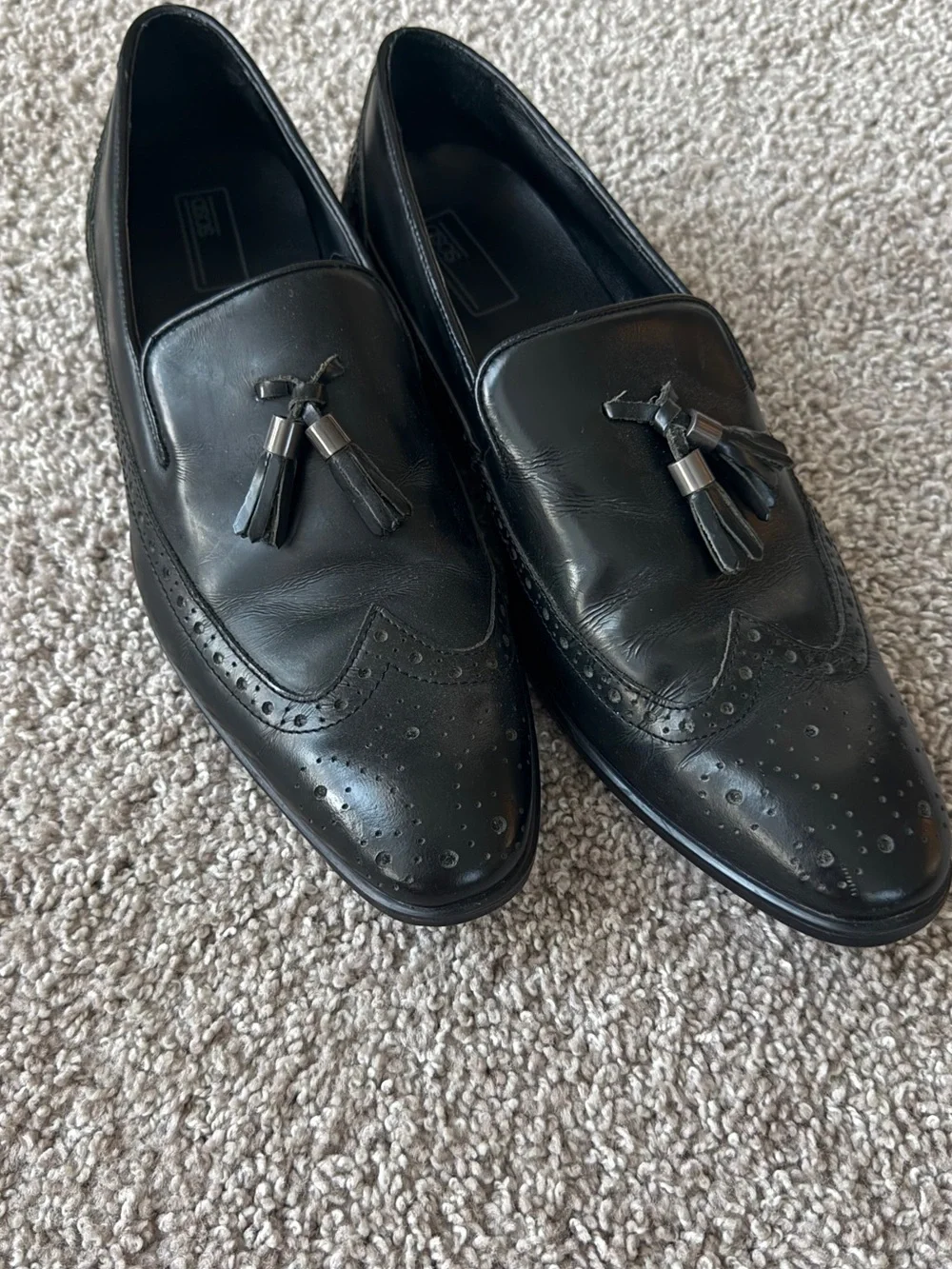 ASOS Black Leather Tassel Loafers with Brogue Detailing